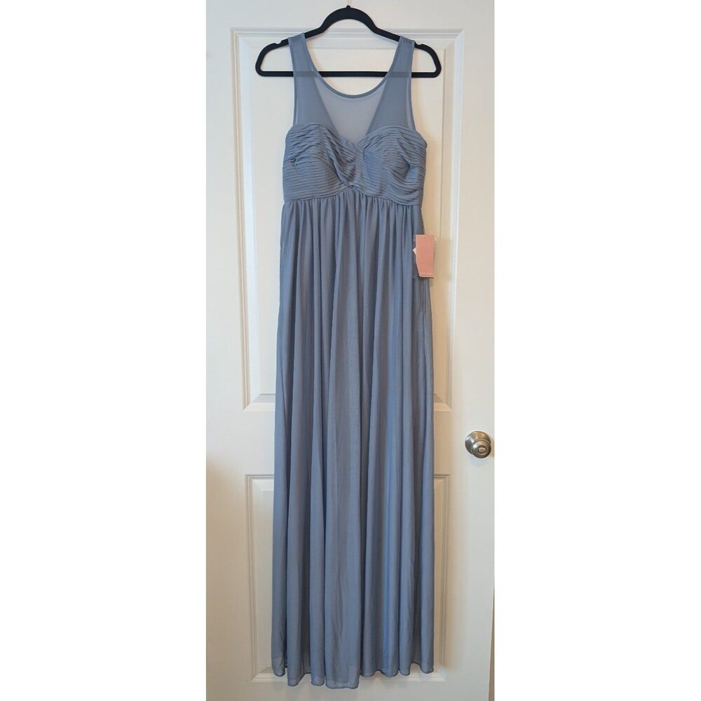 Birdy Grey RYAN Size Small Dusty Blue Chiffon Formal Wedding Bridesmaid Gown